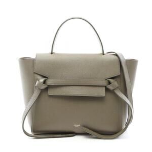 Celine Belt 2way Calfskin Leather Bag Handbag Leather Khaki Green